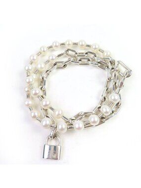 Tiffany & Co Hardware Pearl Lock Bracelet Medium AG 925 Silver